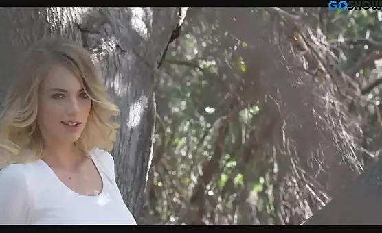 Erotic Blonde Outdoor Striptease Temptation